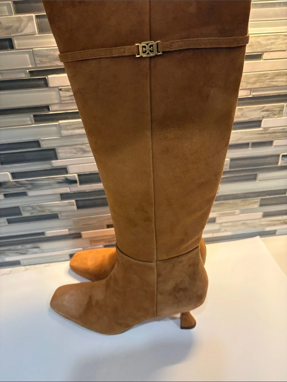 Sam Edelman Lyla Cognac Suede Over-the-Knee Boots